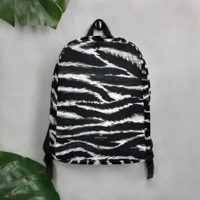 Zebra Backpack, Designer Black White Zebra Animal Print Laptop Commuter's Minimalist Backpack- Made in EU