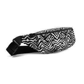 Zebra Fanny Pack, Chic Modern Animal Print Black White Shoulder Bag Large or Small -Made in USA/EU/MX